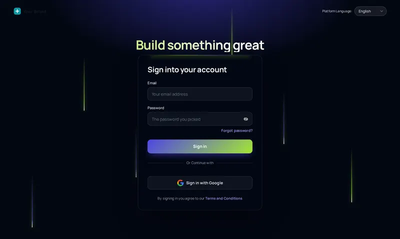 Light beams animated login page design for a roofing company GoHighLevel account