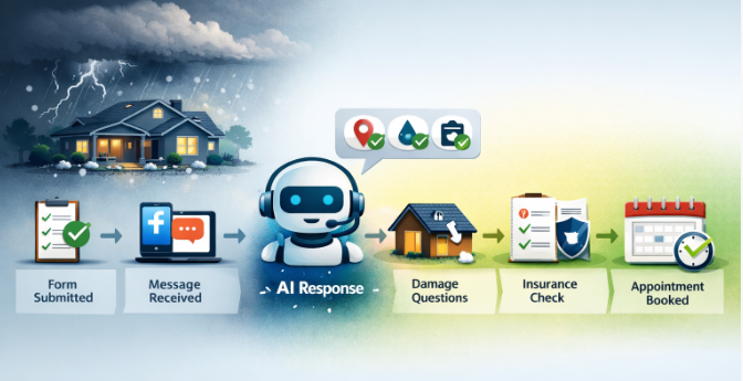 Discover 5 proven AI workflow examples roofing companies use in GoHighLevel to increase bookings, reduce no-shows, and close more insurance jobs.